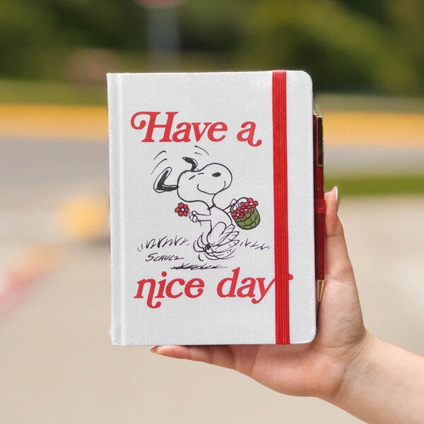 Peanuts 75th Anniversary Fabric-Bound Journal with Pen front cover